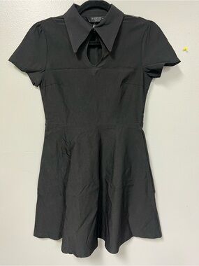 Killstar Wept Inside Mini Dress with Pointed Collar and Keyhole